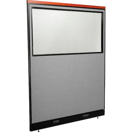 Interion By Global Industrial Interion Deluxe Electric Office Partition Panel with Partial Window, 60-1/4inW x 77-1/2inH, Gray 694721WEGY